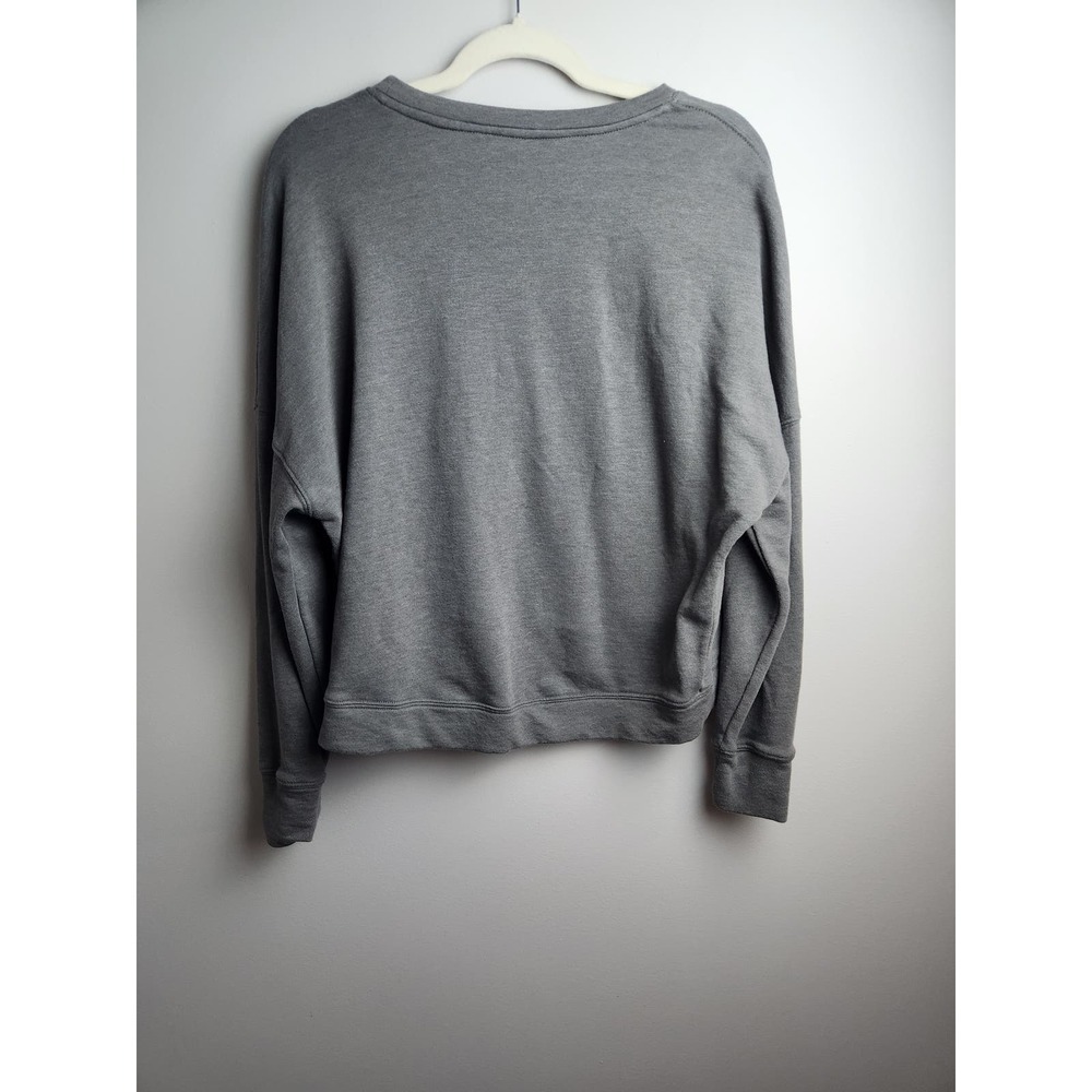 Fabletics Cute AF drop shoulder sweatshirt gray camo print sz L crop no mat tag - Picture 3 of 6